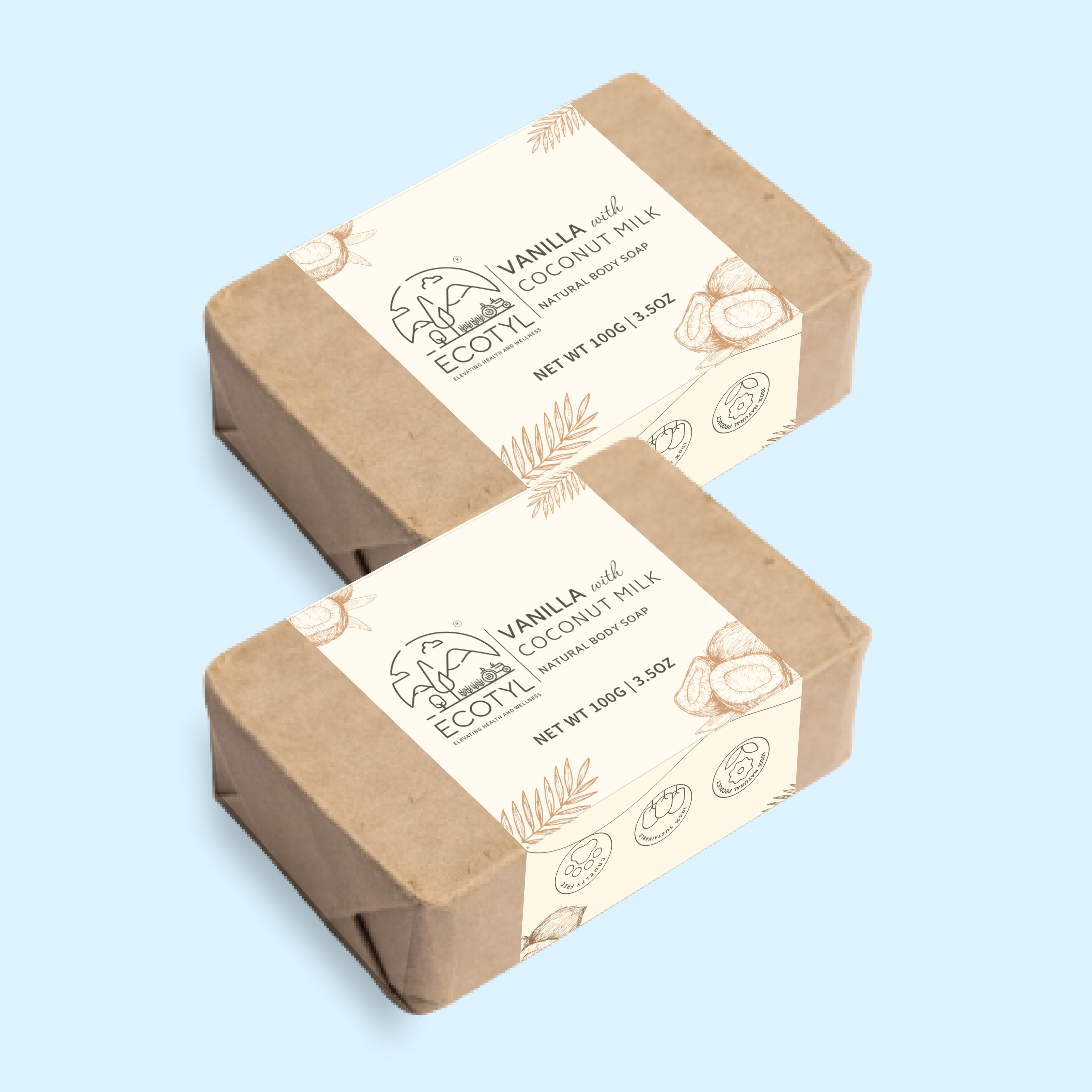 Ecotyl Coconut Milk Soap with Vanilla | 100% Natural | Nourishing & Hydrating | Set of 2